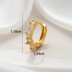 Boucles D'Oreilles Piercing Femme Simple Series Classic Soleil/Lune En Cuivre Sans Placage Avec Zircon h5 Image5