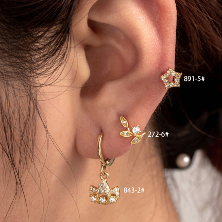 Boucles d'oreilles piercing femme Simple Series Simple Geometric en cuivre sans placage, ornées de zircon