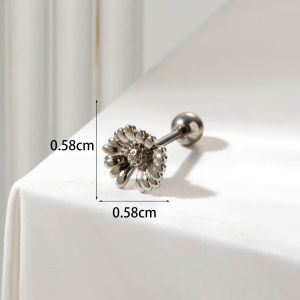 Boucles D'Oreilles Piercing Femme Simple Series Classic Heart En Acier Titane Sans Placage, Ornées De Zircon. h5 Image6