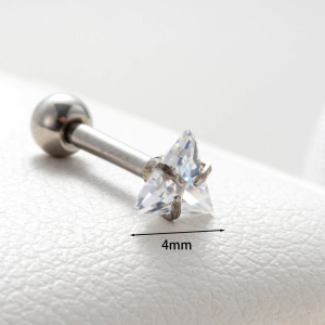 Boucles D'Oreilles Piercing Femme Simple Series Simple Geometric En Cuivre Sans Placage, Ornées De Zircon h5 Image4