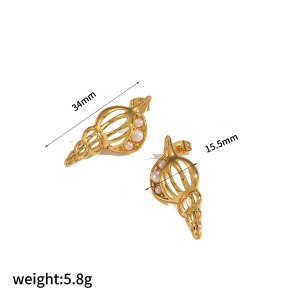 1 Paire De Boucles D'Oreilles À Tige En Acier Inoxydable Plaqué Or  Avec Perles Artificielles Pour Femme, Style Tortue, Série Simple Et Luxueuse h5 Image7