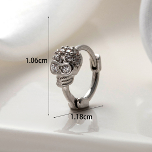 Boucles D'Oreilles Piercing Femme Simple Series Classic Skull En Cuivre Sans Placage, Avec Zircon. h5 Image4