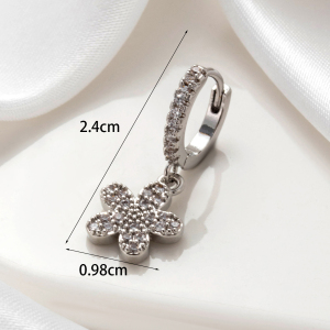 Boucles D'Oreilles Piercing Femme Simple Series Classic Flower En Cuivre Sans Placage, Ornées De Zircon. h5 Image6
