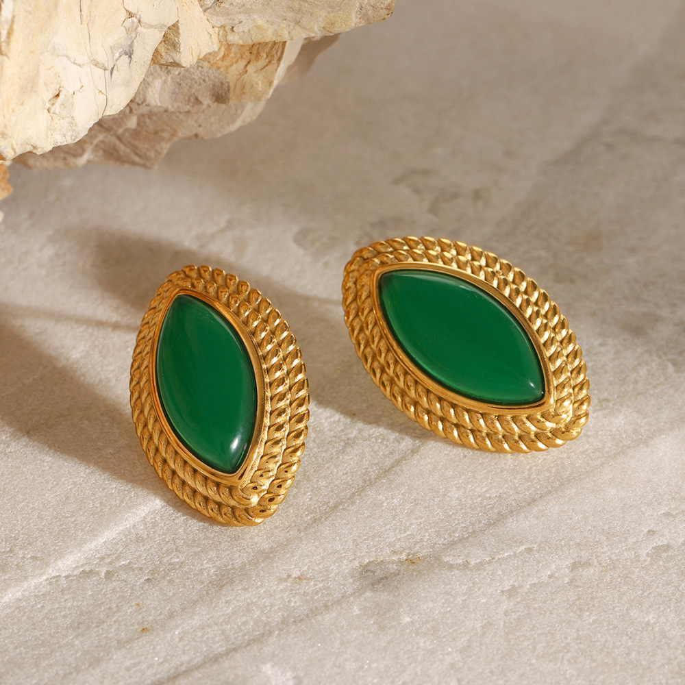 1 Paire De Boucles D'Oreilles À Tige Géométriques Rétro En Acier Inoxydable Plaqué Or Pour Femme, Série Classique h5Image4