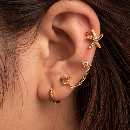 Boucles d'oreilles piercing femme, collection Simple Series Classic Geometric, en cuivre sans placage, avec zircon.