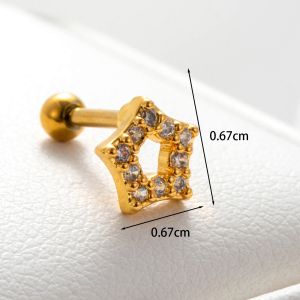 Boucles D'Oreilles Piercing Femme Simple Series Simple Geometric En Cuivre Sans Placage, Ornées De Zircon h5 Image5