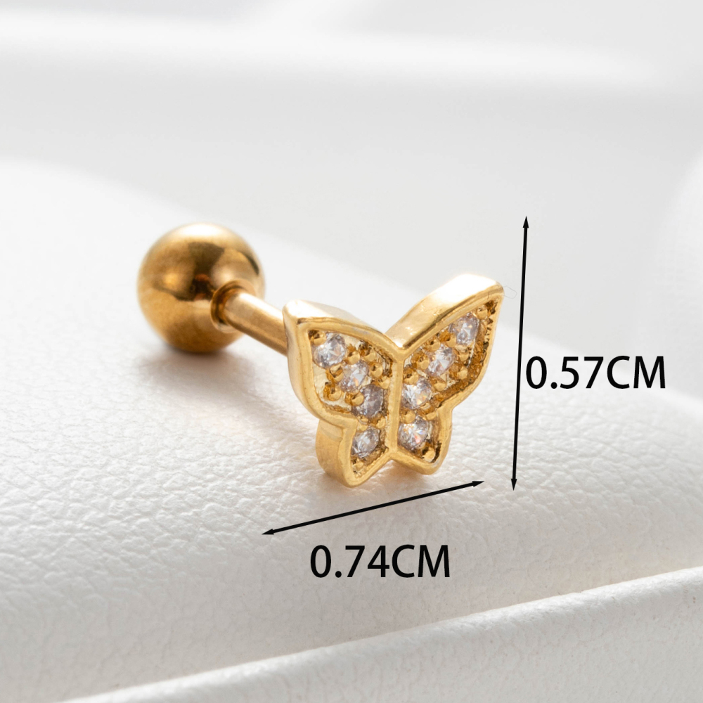 Boucles D'Oreilles Piercing Femme Simple Series Classic Heart En Cuivre Sans Placage, Ornées De Zircon. Image3