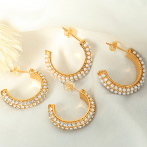 1 Paire De Boucles D'Oreilles Créoles Rétro Géométriques En Acier Inoxydable Plaqué Or  Avec Zircons Pour Femmes h5 Image6