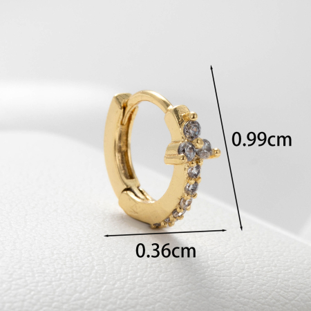 Boucles d'oreilles piercing femme Simple Series Classic Plant en cuivre sans placage, ornées de zircon. 2