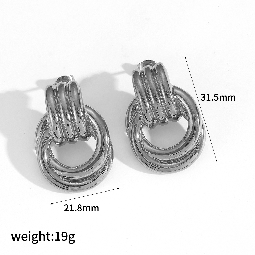 1 Paire De Boucles D'Oreilles À Tige Pour Femme En Acier Inoxydable Plaqué Or , Série Simple Daily Image7