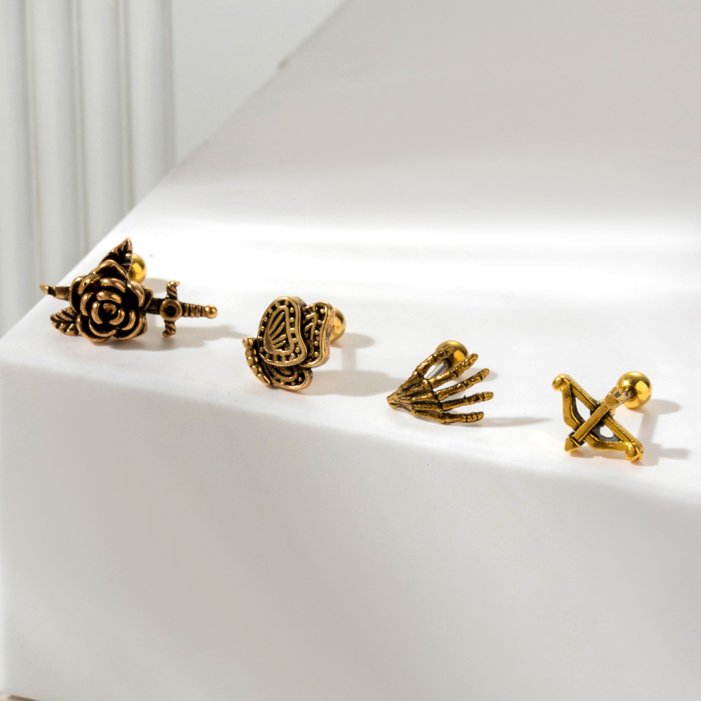 Boucles D'Oreilles Piercing Pour Femme, Modèle Simple Series Classic Flower, En Acier Titane Sans Placage. h5Image3