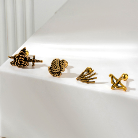 Boucles d'oreilles piercing pour femme, modèle Simple Series Classic Flower, en acier titane sans placage. 2