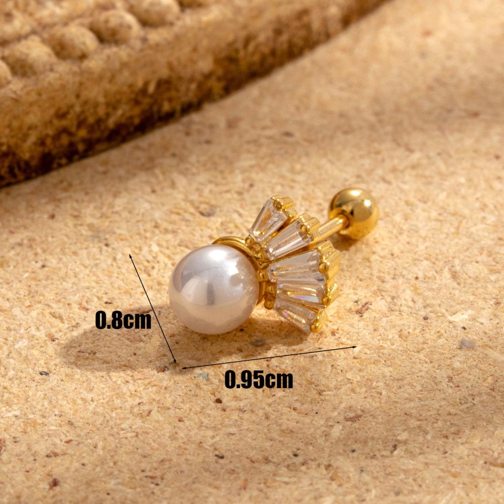 Boucles D'Oreilles Piercing Femme Simple Series Simple Geometric En Cuivre Sans Placage, Ornées De Zircon h5Image4