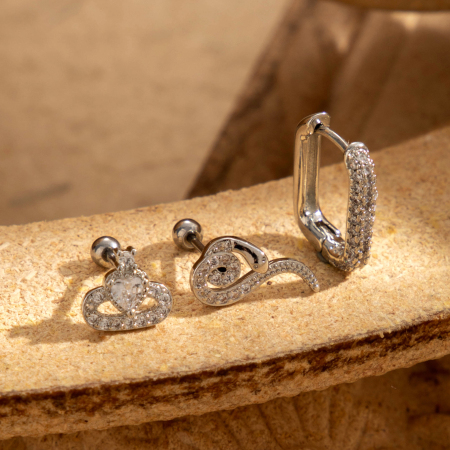 Boucles d'oreilles piercing femme Simple Series Classic Animal en cuivre sans placage, ornées de zircon. 2