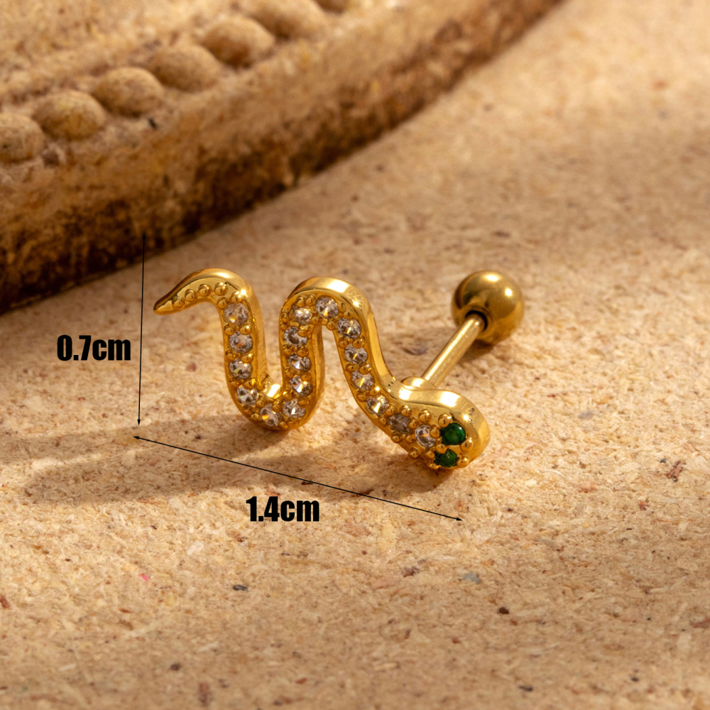 Boucles D'Oreilles Piercing Femme Simple Series Classic Animal En Acier Titane Sans Placage, Ornées De Zircon. Image4