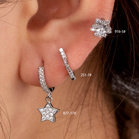 Boucles d'oreilles piercing femme, collection Simple Series Classic Geometric, en cuivre sans placage, avec zircon.