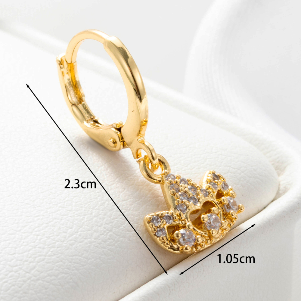 Boucles D'Oreilles Piercing Femme Simple Series Simple Geometric En Cuivre Sans Placage, Ornées De Zircon h5Image4