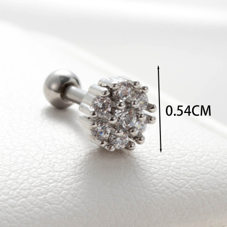 Boucles d'oreilles piercing femme Simple Series Classic Heart en acier titane sans placage, ornées de zircon. 2