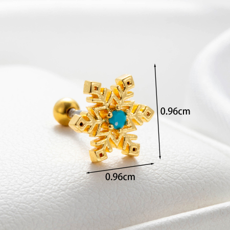 Boucles d'oreilles piercing pour femme, 1 pièce, collection Simple, en forme de cœur, en acier titane sans placage, avec zircon. 2