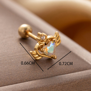 Boucles D'Oreilles Piercing Pour Femme, 1 Pièce, Série Simple Heart, En Acier Titane Sans Placage, Avec Zircon. h5 Image5