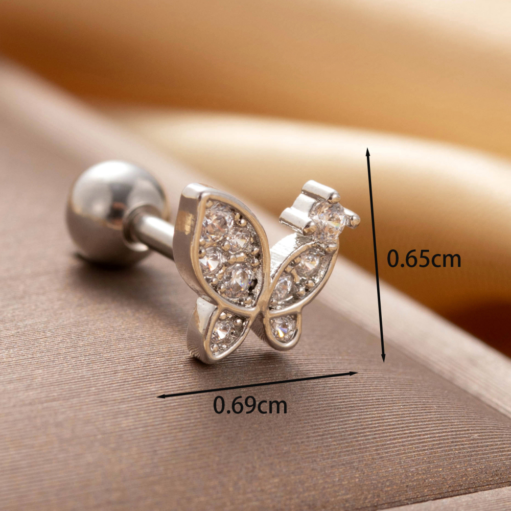 Boucles D'Oreilles Piercing Femme Simple Series Classic Bow Knot En Cuivre Sans Plaquage, Ornées De Zircon h5Image5
