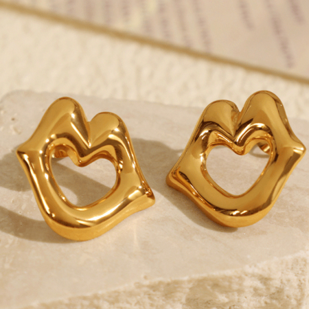 1 paire de boucles d'oreilles à tige géométriques simples en acier inoxydable plaqué or  pour femme
