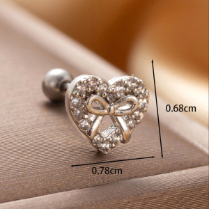 Boucles D'Oreilles Piercing Femme Simple Series Classic Heart En Cuivre Sans Placage, Ornées De Zircon. h5 Image3