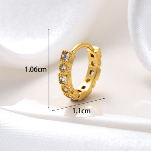 Boucles D'Oreilles Piercing Pour Femme, Collection Simple, Classique, Œil, En Cuivre Sans Placage, Avec Zircon. h5 Image4