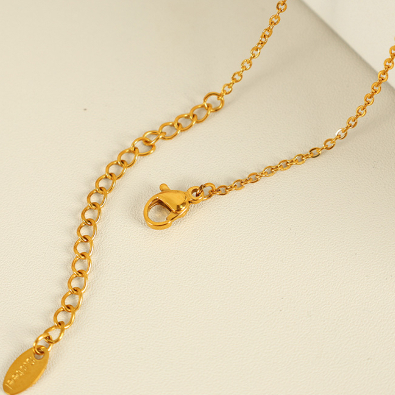Collier Avec Pendentif Géométrique En Acier Inoxydable Plaqué Or Et Zircon Pour Femme, Série Simple, 1 Pièce h5Image5