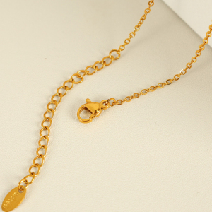 Collier Avec Pendentif Géométrique En Acier Inoxydable Plaqué Or Et Zircon Pour Femme, Série Simple, 1 Pièce h5 Image5