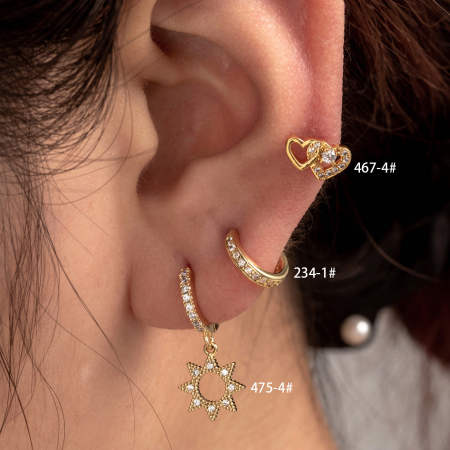 Boucles d'oreilles piercing pour femme, 1 pièce, série Simple, cœur simple, cuivre, sans plaquage, zircon.