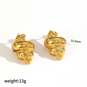 1 Paire De Boucles D'Oreilles À Tige En Acier Inoxydable Plaqué Or  Avec Perles Artificielles Pour Femme, Style Tortue, Série Simple Et Luxueuse h5 Image6