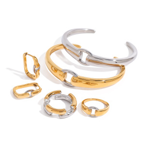 Bracelet Simple Géométrique En Acier Inoxydable Plaqué Or Pour Femme, 1 Pièce h5 Image6