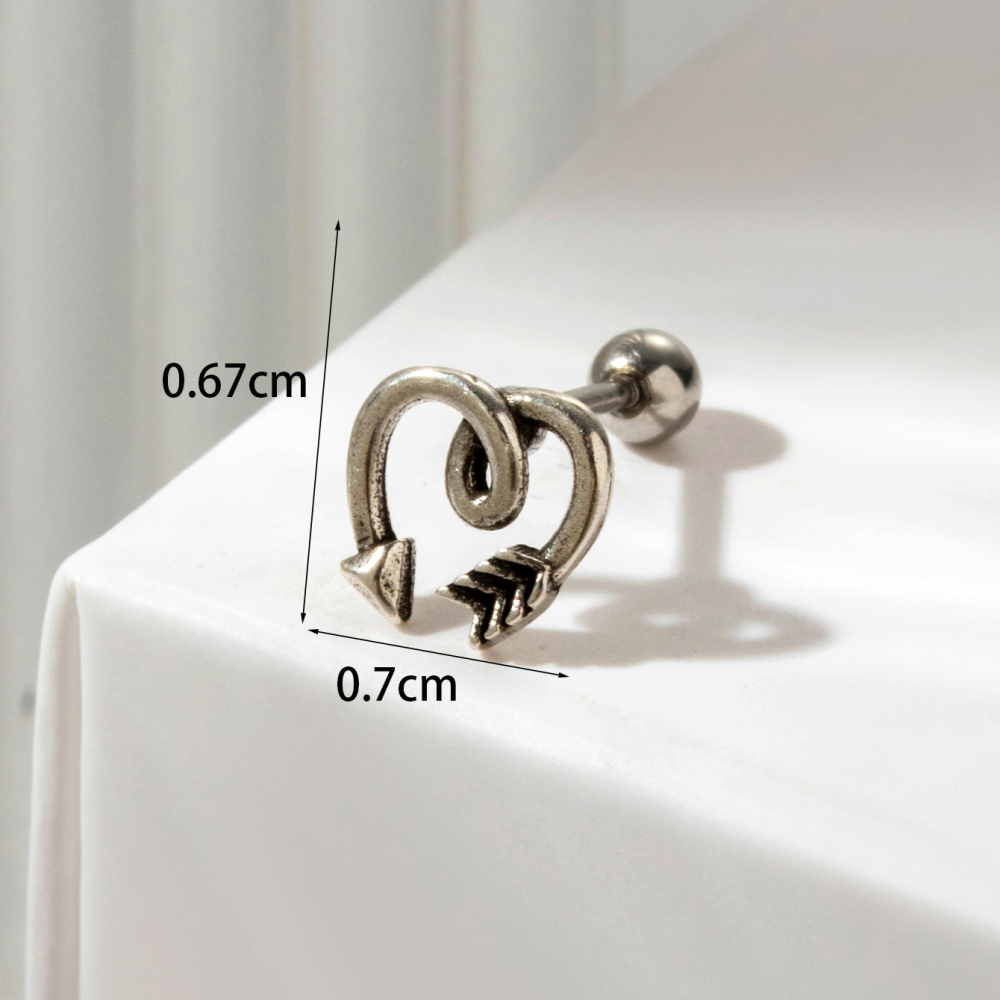 Boucles D'Oreilles Piercing Femme Simple Series Classic Heart En Acier Titane Sans Placage, Ornées De Zircon. h5Image4