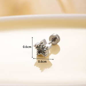 Boucles D'Oreilles Piercing Femme Simple Series Classic Geometric En Acier Titane Sans Placage, Ornées De Zircon h5 Image6