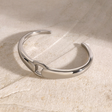 bracelet simple géométrique en acier inoxydable plaqué or  pour femme, 1 pièce 2