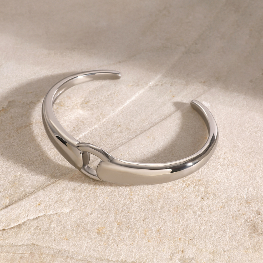 Bracelet Simple Géométrique En Acier Inoxydable Plaqué Or Pour Femme, 1 Pièce Image3