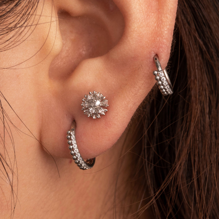 Boucles d'oreilles piercing pour femme, 1 pièce, série Simple, géométriques, en acier titane sans placage, avec zircon.