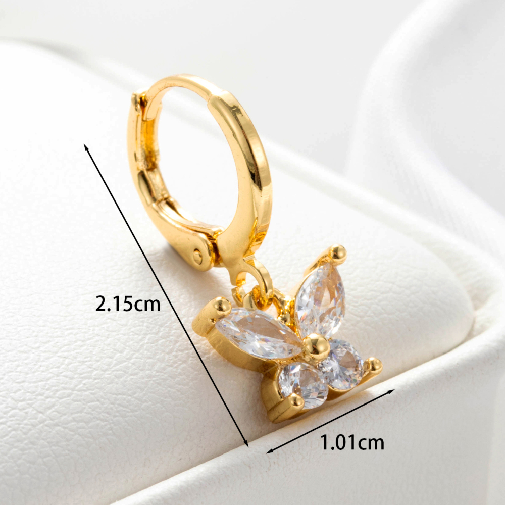 Boucles D'Oreilles Piercing Pour Femme, 1 Pièce, Série Simple, Cœur Simple, Cuivre, Sans Plaquage, Zircon. h5Image4