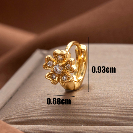 Boucles d'oreilles piercing femme Simple Series Classic Flower en cuivre sans placage, ornées de zircon. 2