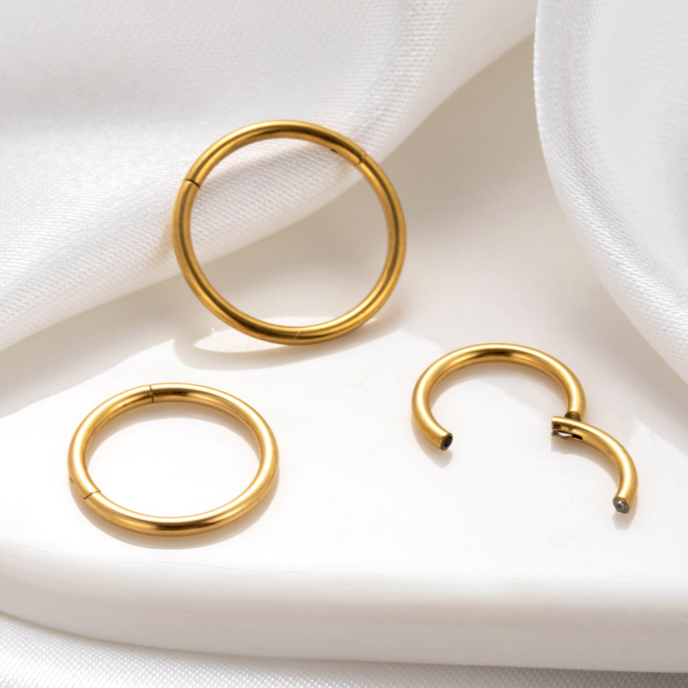 Boucles D'Oreilles Piercing Pour Femme, Style Géométrique Classique, En Acier Titane Sans Placage, Collection Simple Series (1 Pièce). Image7