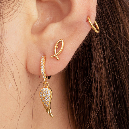 Boucles d'oreilles piercing femme, collection Simple Series Classic Geometric, en cuivre sans placage, avec zircon.