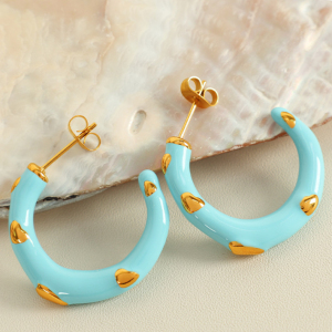 1 Paire De Boucles D'Oreilles Puces Romantiques En Forme De Cœur, En Acier Inoxydable Plaqué Or Pour Femme h5 Image5