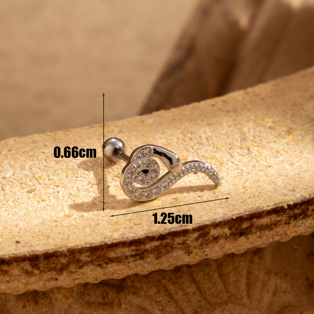 Boucles D'Oreilles Piercing Femme Simple Series Classic Animal En Cuivre Sans Placage, Ornées De Zircon. Image6