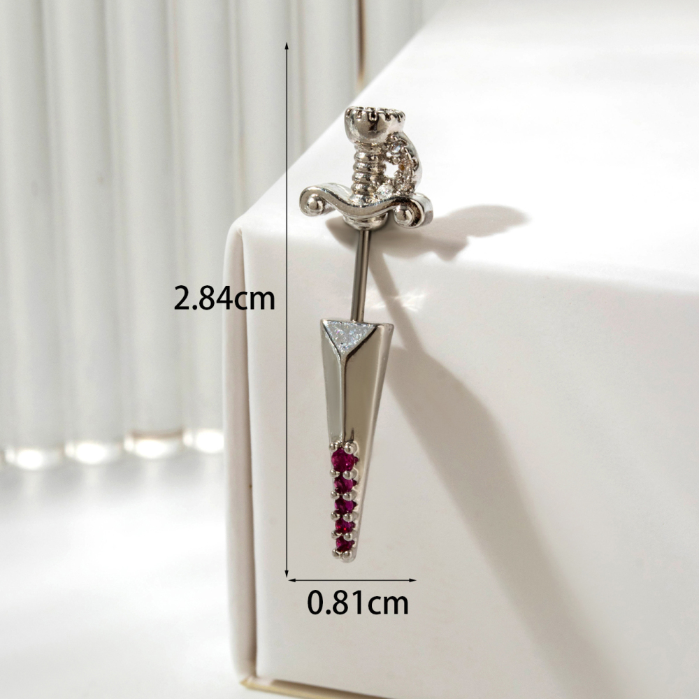 Boucles D'Oreilles Piercing Femme Simple Series Classic Heart En Acier Titane Sans Placage, Ornées De Zircon. Image4