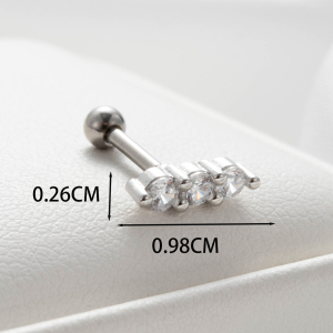 Boucles D'Oreilles Piercing Femme Simple Series Daily Geometric En Cuivre Sans Placage, Ornées De Zircon. h5 Image4
