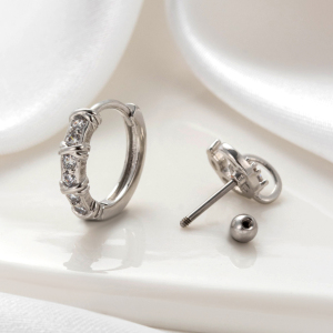 Boucles D'Oreilles Piercing Femme Simple Series Classic Heart En Cuivre Sans Placage, Ornées De Zircon. h5 Image7