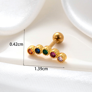 Boucles D'Oreilles Piercing Femme Simple Series Simple Flower En Cuivre Sans Placage, Avec Zircon. h5 Image6