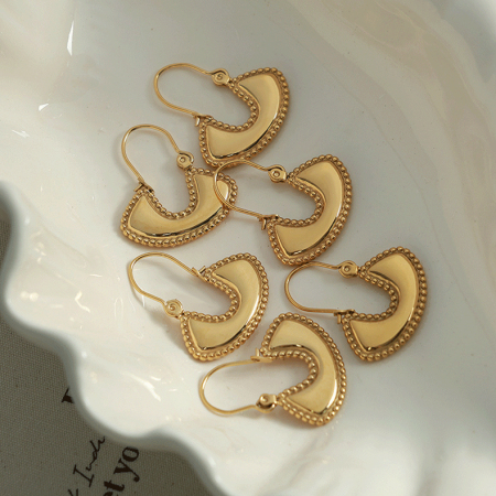 1 paire de boucles d'oreilles pendantes géométriques rétro en acier inoxydable plaqué or  pour femme