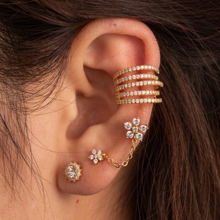 Boucles d'oreilles piercing femme Simple Series Classic Flower en cuivre sans placage, ornées de zircon.